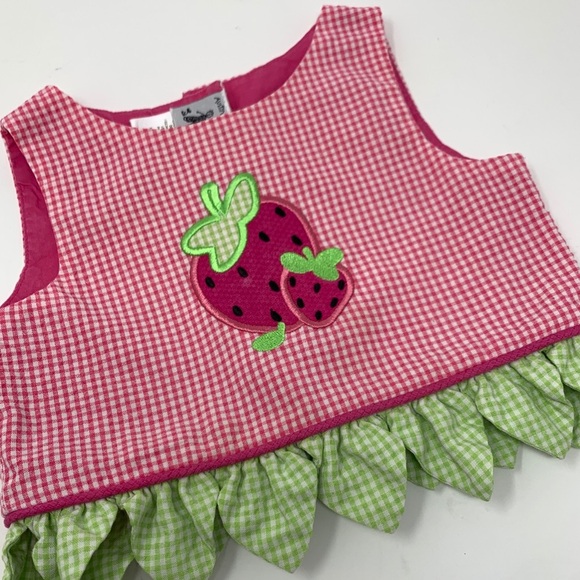 Austin & Ashley Pink & Green Plaid Strawberry Top - Picture 2 of 6